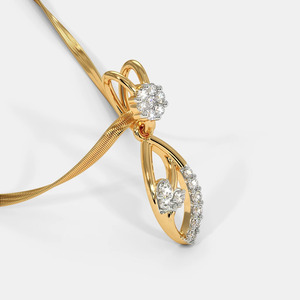 Collar con Colgante de Diamante Cultivado en Laboratorio en Forma de Lágrima Floral en Oro Amarillo - Product Image 5