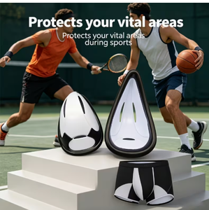 Contoured Groin <b>Protector</b> For Men Sports Impact Resistant Flexible Protection Basketball Shorts With Protective Cup All Seasons - Product Image 1