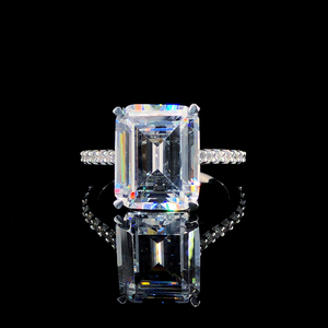 Luxury <b>emerald</b> cut lab grown diamond <b>ring</b> 14k solid yellow gold shiny polish band 1 carat engagement <b>ring</b> fine jewelry - Product Image 6