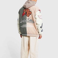 Produsen ODM Jaket Bomber Pria Kustom Grosir, Campuran Wol, Penutup Ritsleting, Kancing Depan