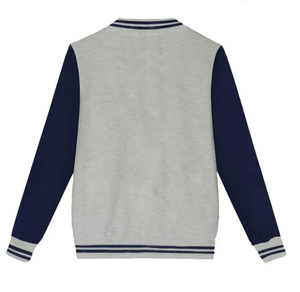Veste universitaire unisexe noire et blanche, coupe classique, couleur unie, style preppy, col rabattu, simple boutonnage, en polyester - Product Image 5