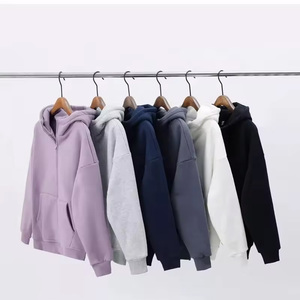 Sweat-shirt à capuche zippé pour homme, 100% coton, tissu molletonné français, couleur unie géométrique, coupe ample décontractée, vêtements d'hiver - Product Image 5