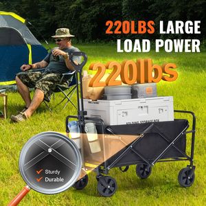 All-Terrain 5in <b>Wheels</b> Heavy Duty 220 Lbs Weight Capacity 2 Cu.ft Collapsible Folding Wagon Cart 5in <b>Wheels</b> Camping Cart 220 Lbs - Product Image 5