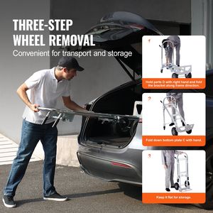 Carrello Pieghevole Industriale Robusto 2-in-1 con Capacità di Carico di 800 Libbre, Carrello Utilitario in Alluminio per Carrelli e Trolley - Product Image 6