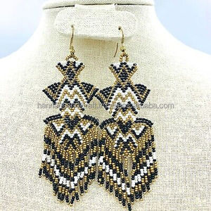 Pendientes colgantes de cuentas de semillas hechos a mano bohemios Vintage para mujer nueva colección con diseño de pendientes colgantes de borlas - Product Image 4