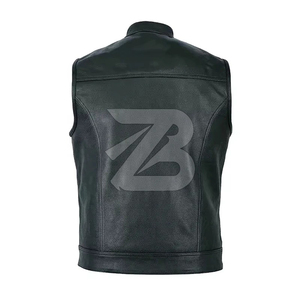 Men's <b>Black</b> PU Leather Racing <b>Vest</b>-Reversible & Waterproof High Street Style Plus Size Outerwear - Product Image 6