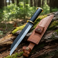 Couteau Viking artisanal haut de gamme en acier carbone – Lame pleine longueur pour la chasse et le bushcraft |   Étui en cuir de qualité supérieure, cadeau de camping