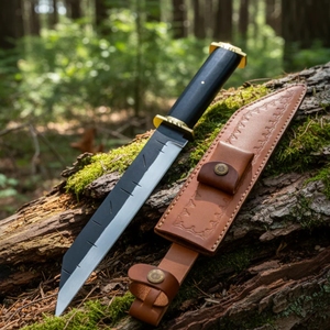 Cuchillo Vikingo Artesanal Premium de Acero al Carbono – Hoja de Espiga Completa para Caza y Supervivencia |   Funda de Cuero Premium para Camping, Regalo Ideal - Product Image 3