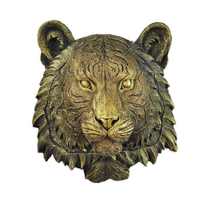 Western style gold bison head wall sculpture wearing cowboy hat in frame, available at wholesale prices. - Product Image 6