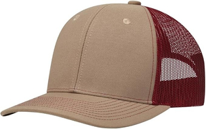 INDEX APPAREL Tan Red Mesh Trucker Cap 6-Panel Adjustable Unisex Casual <b>Hat</b> Spring <b>Summer</b> Solid Color - Product Image 2