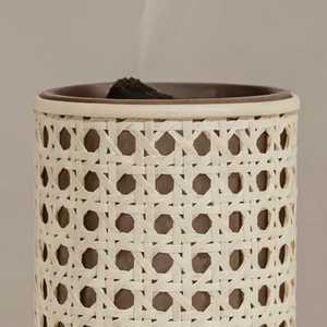 Brûleur d'encens en métal avec base cylindrique en lin, motif Dubai Skyline, porte-encens d'aromathérapie - Product Image 1