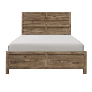 Letto matrimoniale in stile rustico con motivo a righe moderne, finitura in pino anticato, mobile da camera da letto, 1 pezzo, letto in legno - Product Image 1