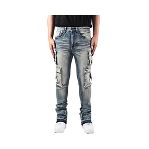 CLOVIX SPORTS Jeans de Mezclilla Holgados Vintage Personalizados para Hombre, Estilo Y2K, Lavado Ácido, Desgastados, Azules, Venta al Por Mayor, Marca Privada, OEM - Product Image 4