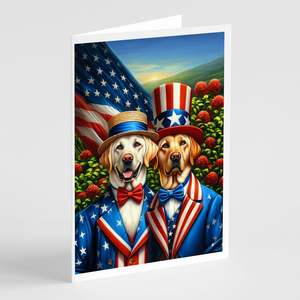 All American Labrador Retriever Whimsical A7 Carte de vœux Pack de 8 cartes vierges avec enveloppes Taille 5x7 - Product Image 1
