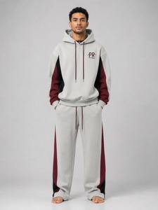 Ensemble de survêtement oversize : sweat à capuche et pantalon de jogging assorti en mélange de coton pour homme – Style décontracté, streetwear, idéal pour la gym et l'entraînement, coupe décontractée et douce - Product Image 1