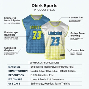 Jersey de Lacrosse Reversible Personalizado OEM, Transpirable, Sublimado, con Malla Frontal, para Entrenamiento Deportivo en Equipo para Adultos - Product Image 5
