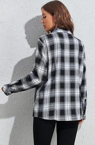 Unisex Flannel Plaid Shirt Long Sleeve Button <b>Down</b> Casual Regular Fit Autumn Wear With Pockets - Product Image 6