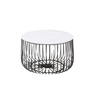 โต๊ะกาแฟลวดทำจากไม้ทรงกลมเคลือบผงสีดำและเคลือบเงาด้วยไม้ดีไซน์ใหม่ - Product Image 1