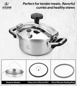 Olla a Presión Premium de 4L de Acero Inoxidable 18/10 con Cesta para Cocinar al Vapor y Tapa de Vidrio - Product Image 5