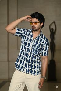 Camisa de Hombre de Tela Sostenible para Fiesta, Ropa Casual de Verano, Algodón Premium, Cuello Clásico, Tejido de Punto, Manga Corta - Product Image 2