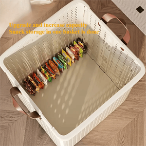 Cesto della biancheria pieghevole in ceramica bianco di grandi dimensioni, ampio e multifunzione portatile, a ruote, tinta unita per il bagno - Product Image 4