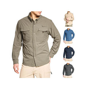 Camisas de pesca para hombre de talla grande, impermeables, de manga larga, con botones, transpirables, para senderismo y trabajo. - Product Image 4