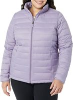 Veste matelassée lavande pour femme, col montant, manches longues, fermeture éclair, couleur unie, longueur normale, manteau d'hiver