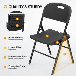 Commercial Grade 4 Pack Portable Folding Chairs 440 Pound Capacity Replace 96964468 Plastic Chairs Ev - Product Image 5