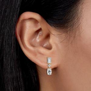 ต่างหูเพชรทรงรี 3.2 กะรัต ทอง 14K หรูหรา สำหรับเจ้าสาว งานแต่งงาน ต่างหูระย้า ประดับเพชรระยิบระยับ เครื่องประดับชั้นดีสำหรับผู้หญิง - Product Image 5