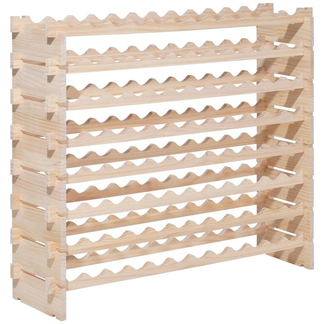 8-Tier 96-Bottle Capacity Solid Wood Floor Freestanding Wine Rack a Modular Stackable Pinot Noir Storage Solution