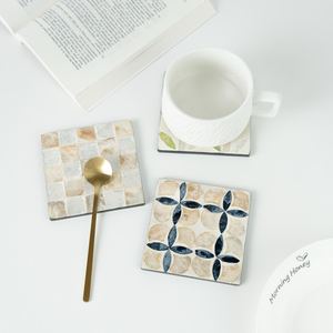 Posavasos Redondos Clásicos de Lujo con Mosaico de Madreperla, Acabado de Concha Natural Pulida, Resistentes al Calor, para Tazas de Café y Té - Product Image 3