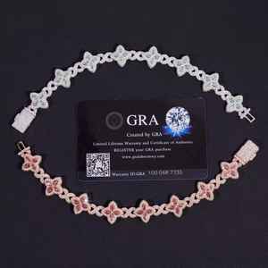 กำไลข้อมือรูปใบโคลเวอร์ประดับเพชรโมอิสซาไนต์ ชุบทองบนเงินสเตอร์ลิง ดีไซน์แบบฮิปฮอป ทรงกลมเจียระไนแบบบริลเลียนท์ ตัวเรือนแบบกรงเล็บ สำหรับผู้หญิง - Product Image 3