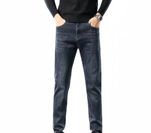 Jean décontracté pour homme de haute qualité, coupe droite, taille élastique, ample, doux et respirant, taille mi-haute, idéal pour l'été et l'automne - Product Image 3