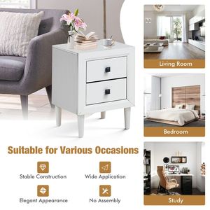 Comodino Retrò con 2 Cassetti, Ricarica Wireless, in Metallo e Legno per Camera da Letto e Casa - Product Image 6