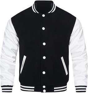 Blouson universitaire pour homme grande taille, personnalisé, en laine, avec manches en similicuir, à capuche, vierge, style baseball, pour équipes scolaires et universitaires, vente en gros - Product Image 1