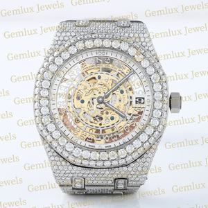 Luxury Wear Pass Diamond Tester Auto Date skeleton Dial D VVS Totalmente helado Moissanite Diamond Full White Hip Hop Watch Hombre - Product Image 1