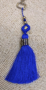 Blue Rayon <b>Tassel</b> With Beaded Top And Metal Clasp <b>For</b> Decorative Use - Product Image 4
