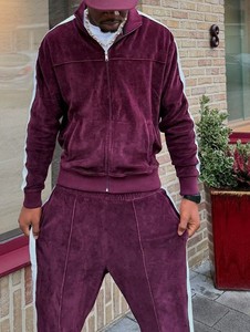 Conjunto Deportivo Personalizado con Logotipo, 100% Poliéster de Alta Calidad, Sudadera con Cierre y Rayas, Pantalones Deportivos Bordados, Chándal de Terciopelo - Product Image 6