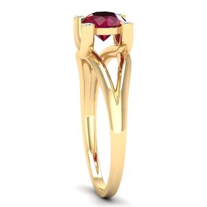 REYES Classic Round Brilliant Cut 0.84 Carat <b>Ruby</b> Gemstone Solitaire <b>Ring</b> <b>For</b> <b>Women</b> in 14K Solid Gold Diamond Fine Jewelry - Product Image 3