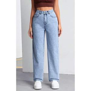 JEANS AZUL HIELO DE PIERNA ANCHA OSCA, de Lujo, Bordados, con Detalles Metálicos, Tela Elástica, Ecológica y Duradera, Cintura Alta, Tallas 26-40 - Product Image 5