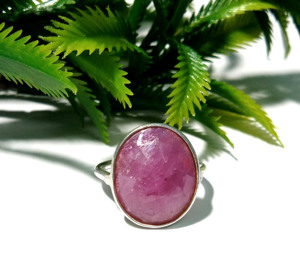 Bague en saphir rose naturel, argent sterling 925 massif, faite à la main, coupe ovale, style bohème, certifiée par un tiers, pièce maîtresse - Product Image 1