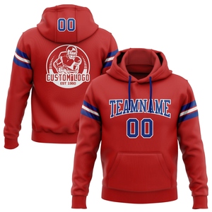 Sweat-shirt à capuche de football pour homme, nouveau design, personnalisé, rouge royal-blanc, patchwork écologique, vente en gros directe - Product Image 1
