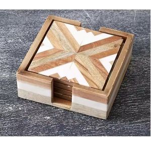 <b>Large</b> handcrafted wooden walnut coasters plain square style polished natural finish perfect for everyday professional settings - Product Image 1