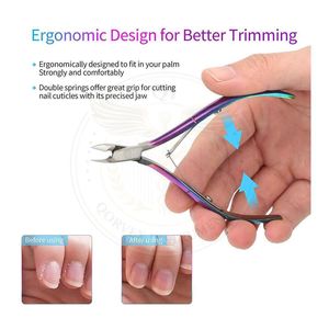 Coupe-cuticules professionnels avec pointe de 5 mm et ressort à double action, coupe-ongles incurvé en acier inoxydable pour les doigts - Product Image 2