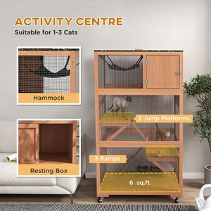 Orange Cat Enclosure House on Wheels with <b>Hammock</b> Outdoor Catio by Product Category Animal Cages - Product Image 4