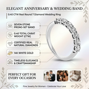 0.40 CTW Real Round 7 Diamond Wedding <b>Ring</b> | 14K White Gold Prong <b>Set</b> Band | Elegant Anniversary <b>Ring</b> Fine Jewelry for <b>Women</b> - Product Image 6