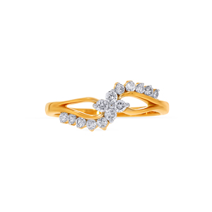 Anillo Cruzado Floral Delicado con Circonita Cúbica, Anillo de Compromiso con Racimo de Flores Chapado en Oro Amarillo para Mujer - Product Image 3