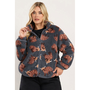 Sudadera con capucha extragrande de poliéster teñido liso para mujer, cálida, gruesa, personalizada, con cremallera, informal, bonita y adorable, de lana estampada para invierno - Product Image 5