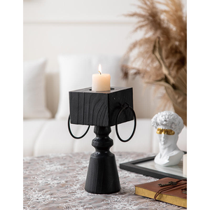 เชิงเทียนวินเทจสีดำ เชิงเทียนไม้เนื้อแข็งสำหรับตกแต่งโต๊ะในวันอีสเตอร์ ของขวัญงานแต่งงาน เชิงเทียนสไตล์เรโทร โดย MULTI CRAFT - Product Image 1