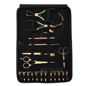 Kit d'outils d'extension capillaire en or avec pince applicatrice en acier inoxydable, ciseaux, peigne à doigts et ciseaux de barbier - Product Image 1